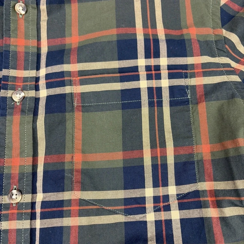 Banana Republic‎ Untucked Fit Shirt Men's Large Plaid Green Blue Button Up